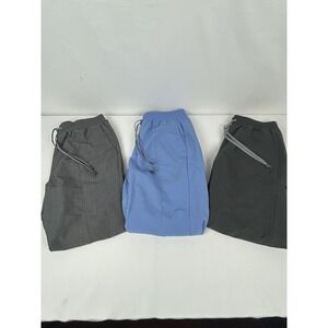 3 Fabletics Men's Scrubs Pants Large Light Blue, Grey, Light Grey